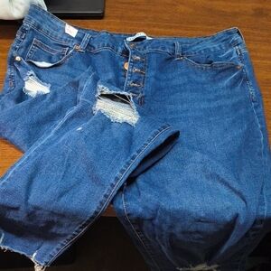 Celebrity Pink Blue Ripped Boyfriend Jeans